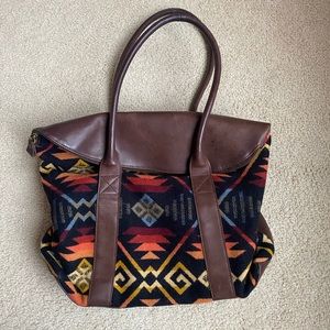 Pendleton Wool and Leather Zipper Shoulder Bag